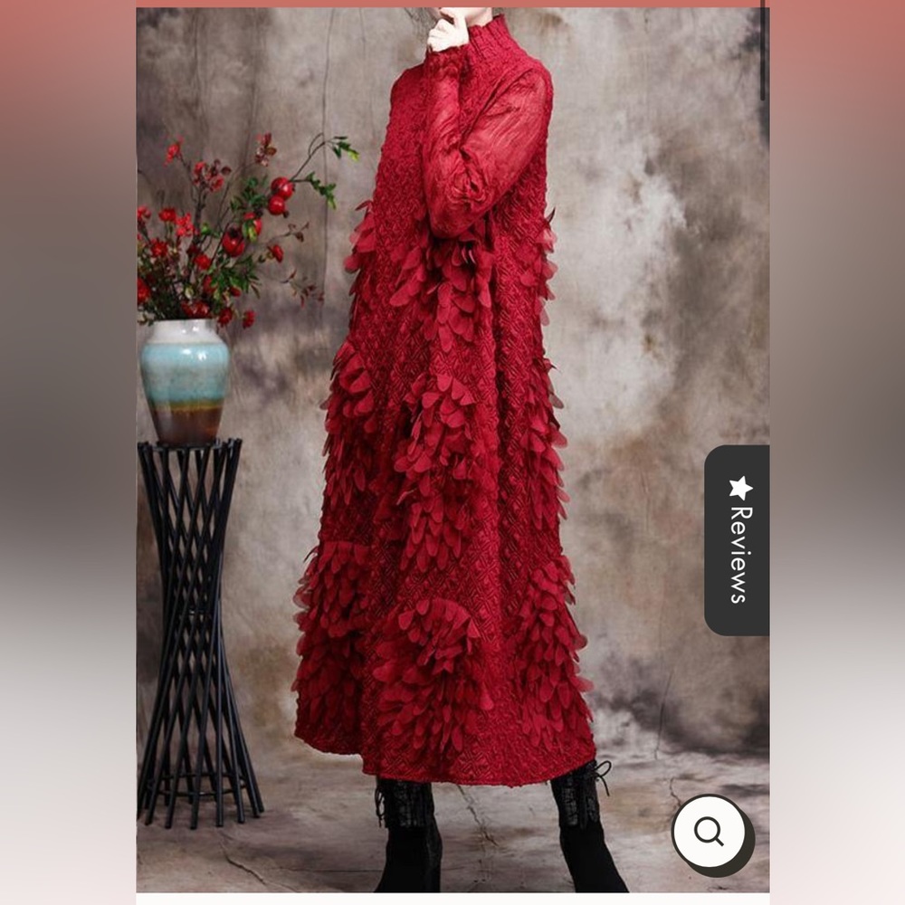 Kate Hewko Red Feather Maxi Dress